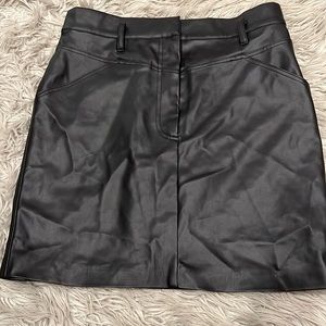 Leather black mini skirt